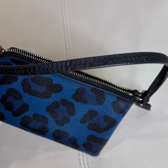 Coach Wristlet Wallet Bag | Ocelot Leopard Print | Blue & Black - Picture 6 of 11